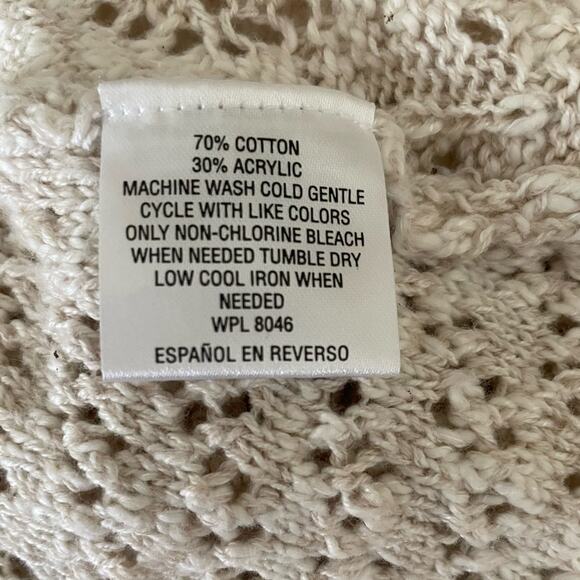 Style & Co Women Cardigan Sweater M‎ Oatmeal Open Front Boho Cottage Practical - Picture 9 of 10